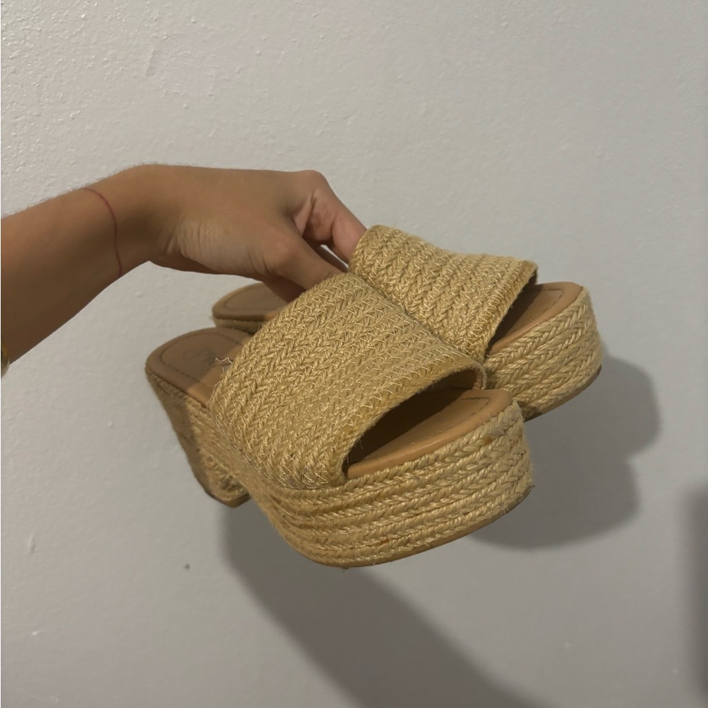 Boho Straw Platform Heels